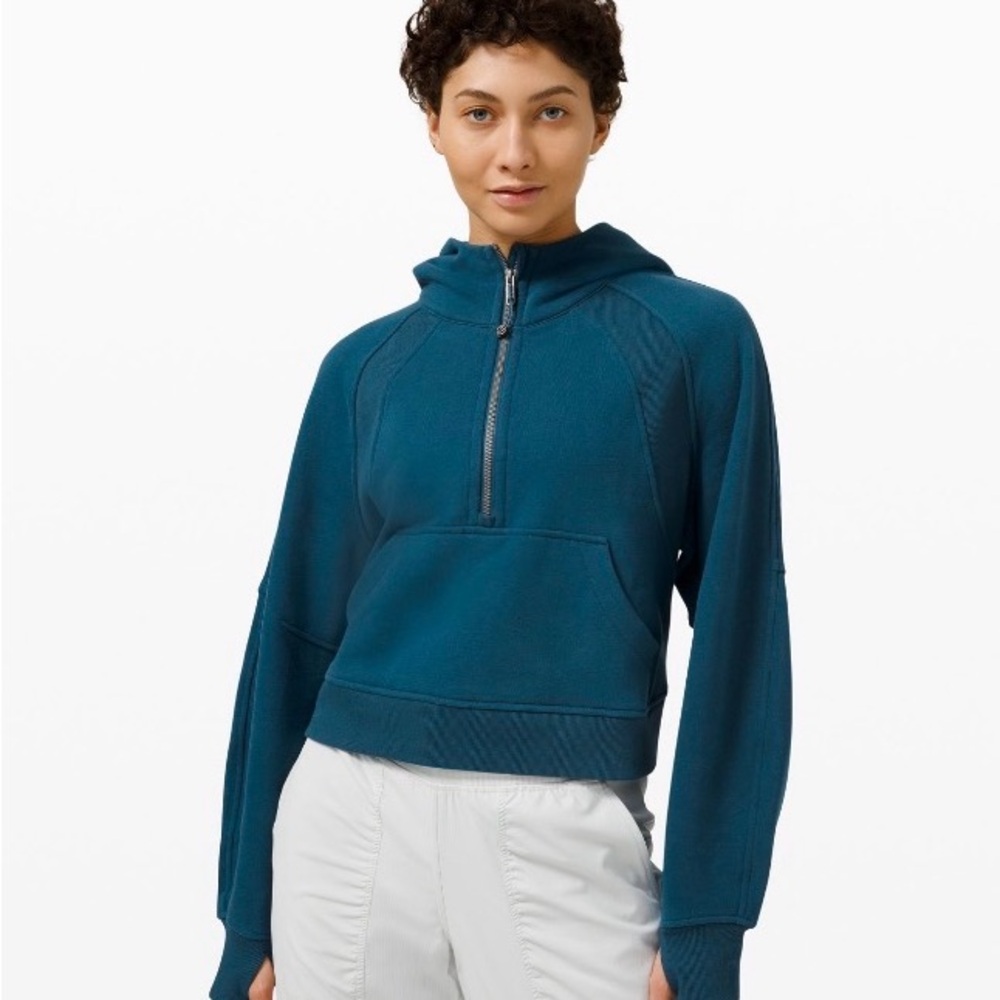 Lululemon Athletica Scuba Oversized Half-Zip, M/L, Teal Blue